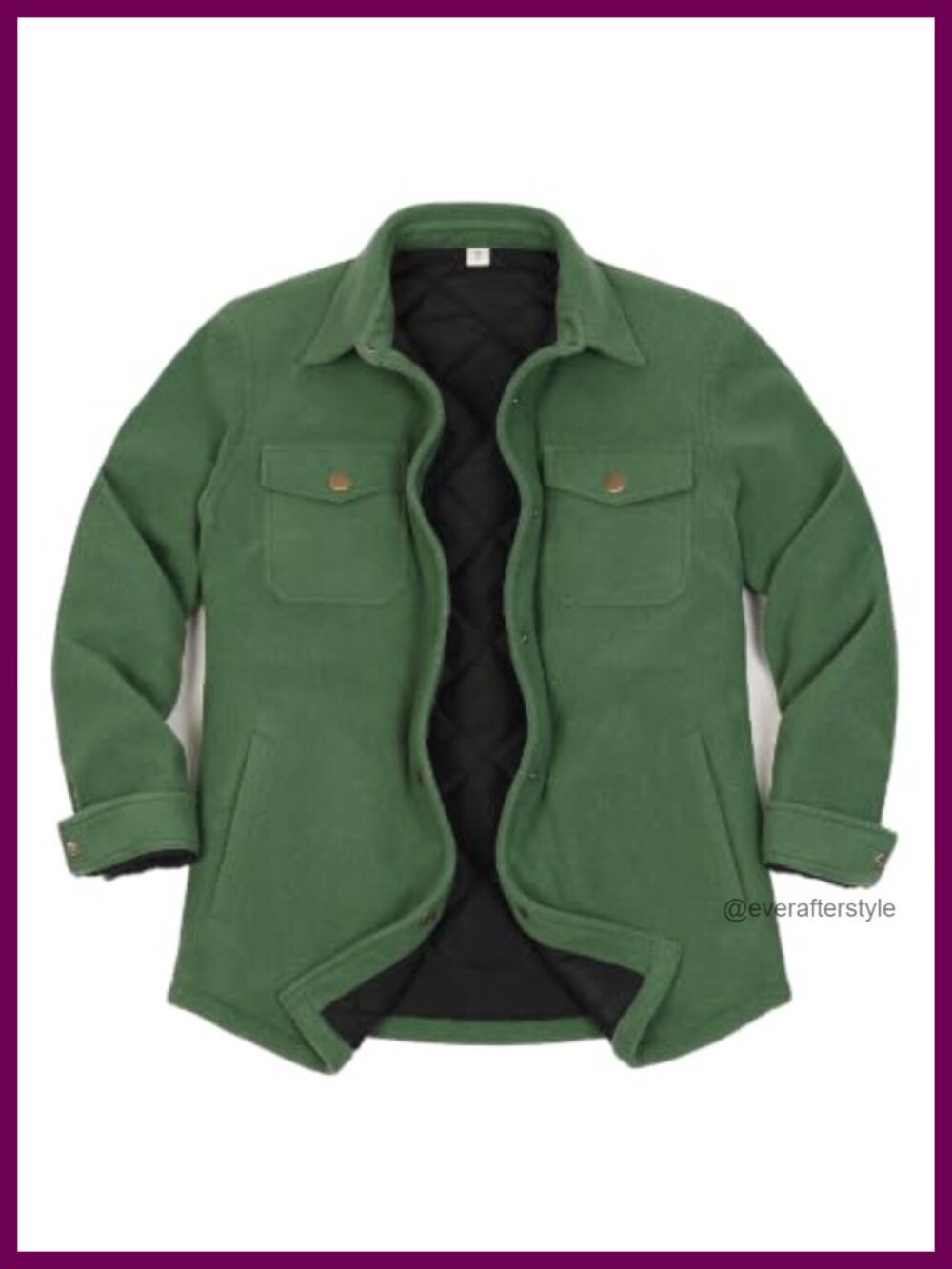 Quilted Lined Plaid Snap Shacket Warm Shirt Jacket